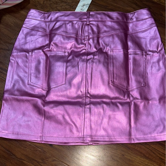 Metallic Pink Mini Skirt - Picture 2 of 5